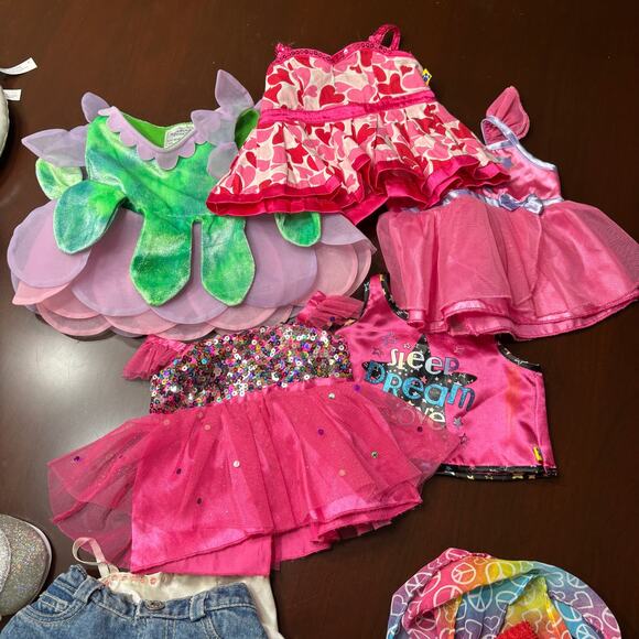Build A Bear 20 Piece Mixed Clothes Shoes Dresses Skates Tops Shirts Pool Float - Picture 5 of 7